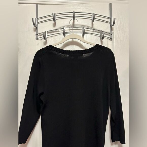 Linda Matthews Button down Black Cardigan sweater Women’s Large classic NWT - Picture 12 of 12